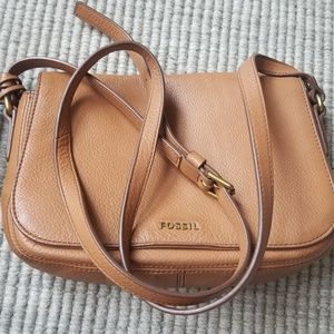 Fossil Leather Camel Cross body bag